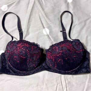 2/$30 ❤️‍🔥 Sequin & Lace Balconette Bra with Removable Push Up Padding (32B)